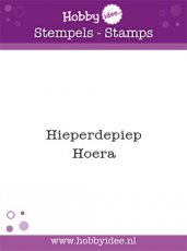 CSHIT0068 Clear stamp Hi tekst Hieperdepiep Hoera